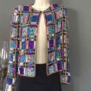 Vintage 80s checkered sequin jacket